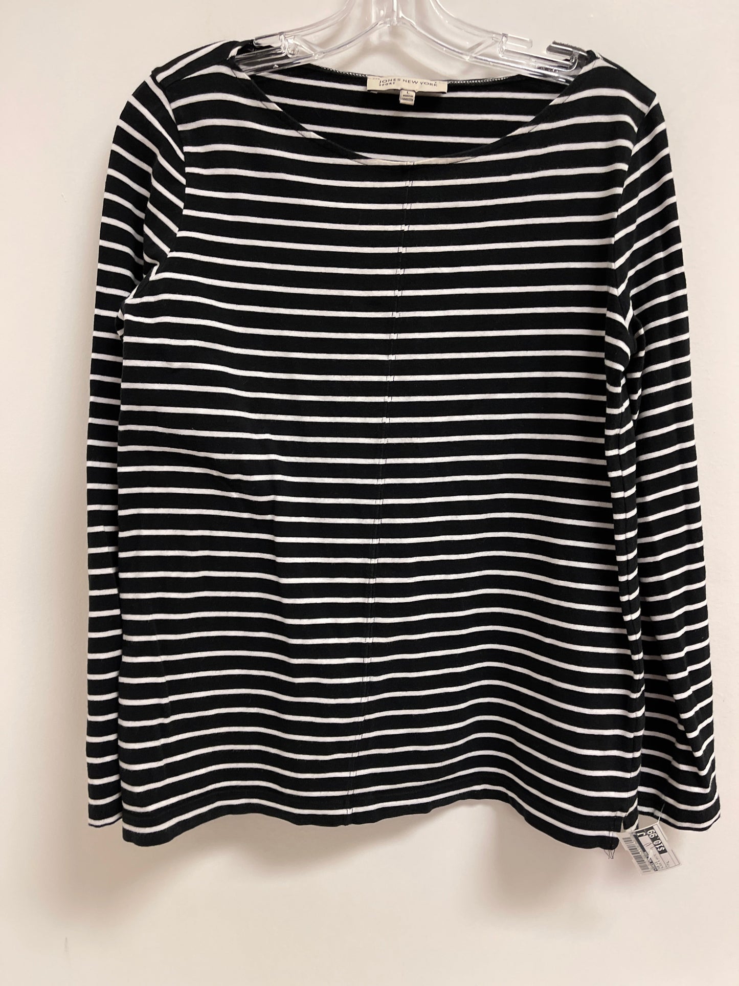 Top Long Sleeve By Jones New York In Black & White, Size: L