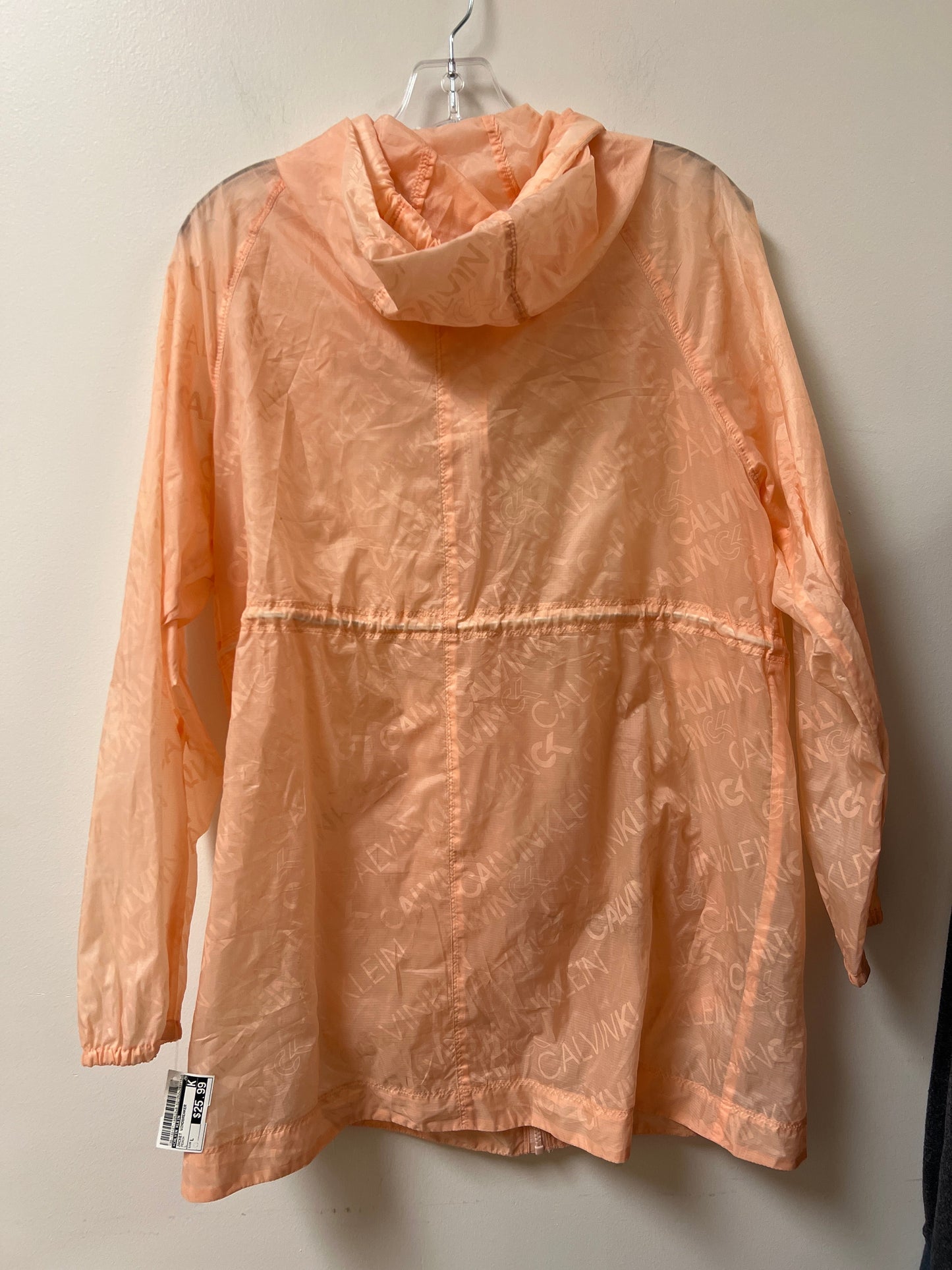 Jacket Windbreaker By Calvin Klein In Peach, Size: L