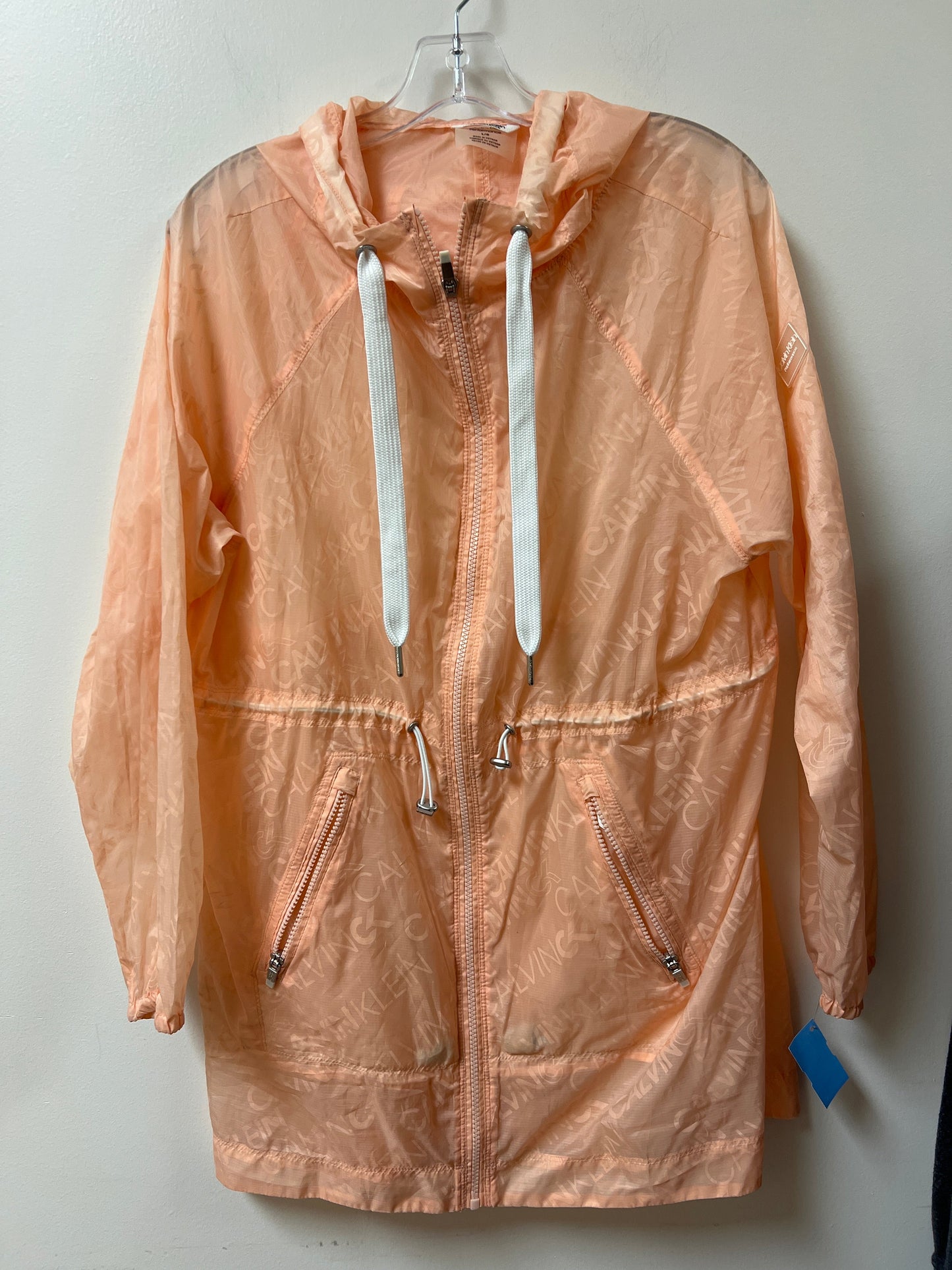 Jacket Windbreaker By Calvin Klein In Peach, Size: L