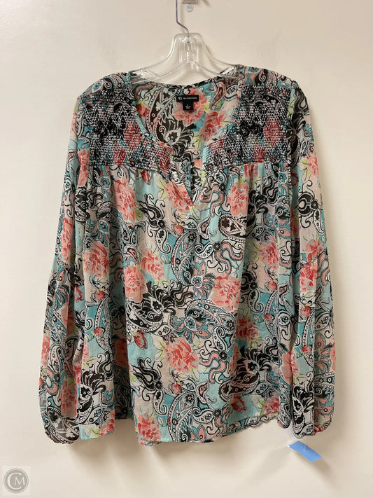 Top Long Sleeve By New Directions In Multi-colored, Size: L