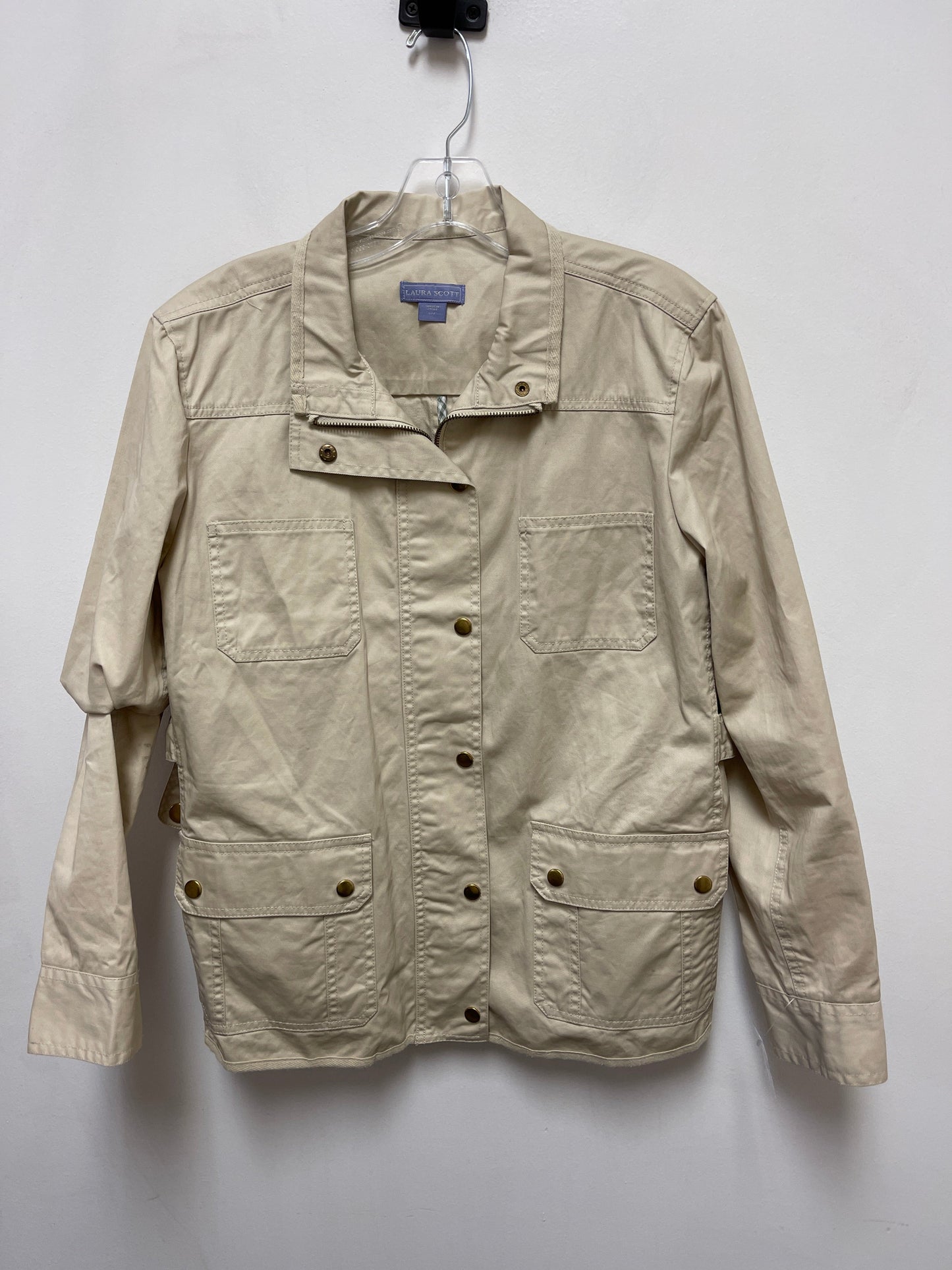 Jacket Utility By Laura Scott In Tan, Size: L