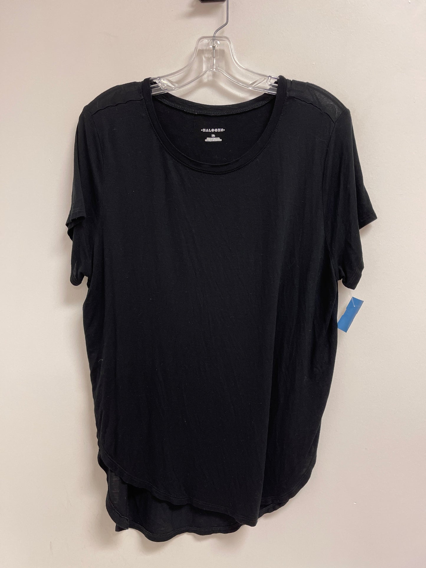 Top Short Sleeve By Halogen In Black, Size: Xl