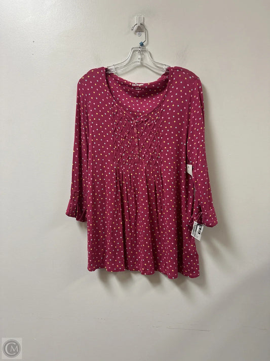 Top Long Sleeve By Kim Rogers In Polkadot Pattern, Size: S