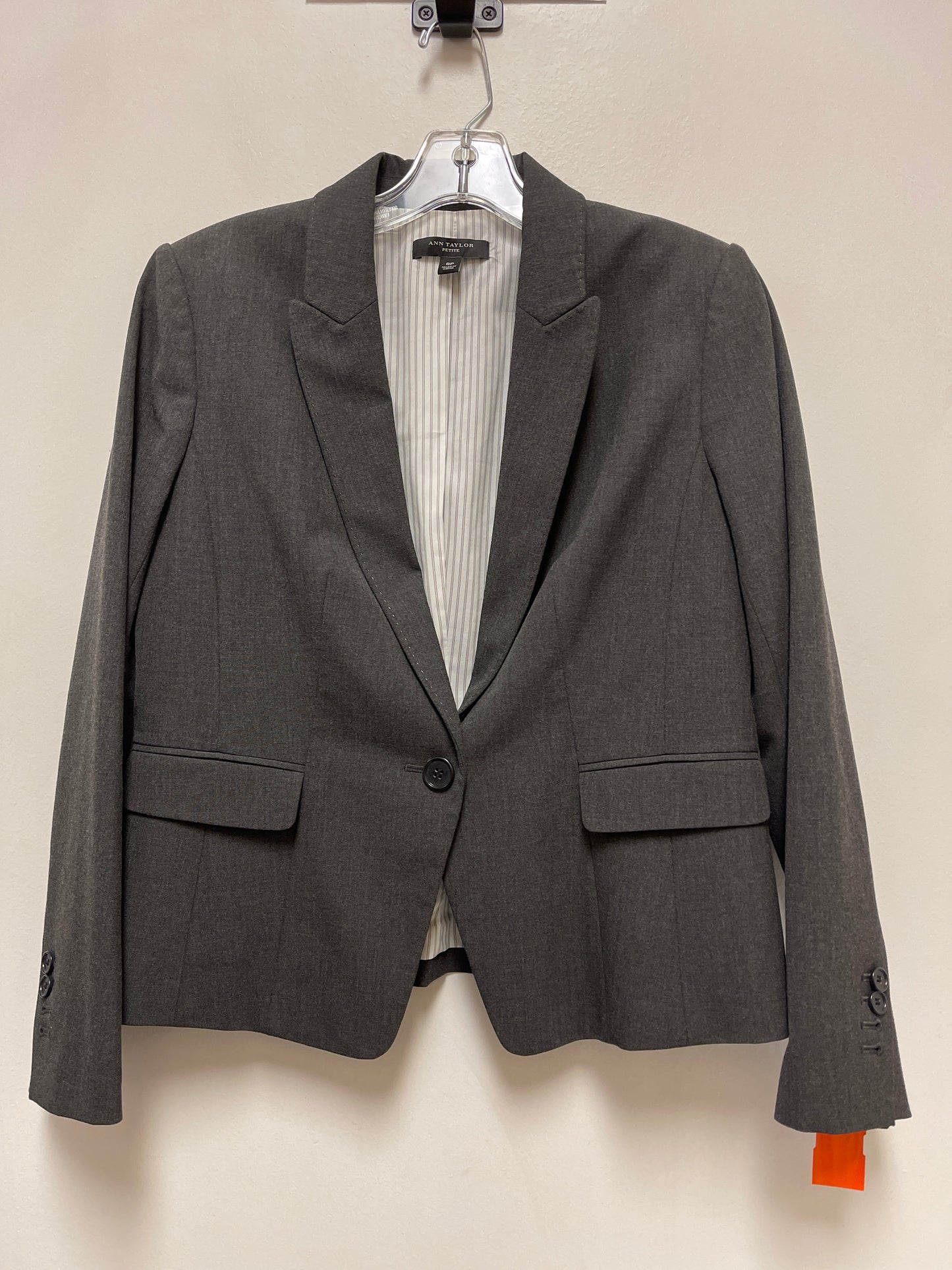 Blazer By Ann Taylor In Grey, Size: Mp