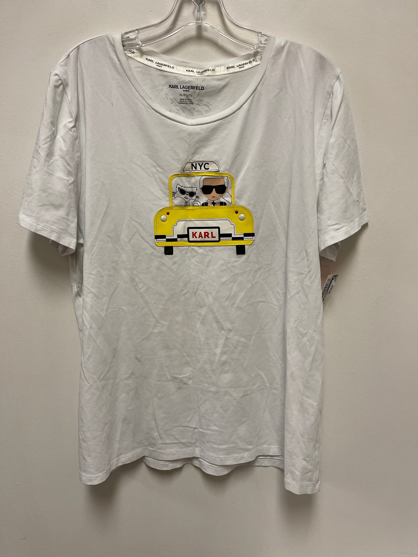 Top Short Sleeve Designer By Karl Lagerfeld In Yellow, Size: Xl