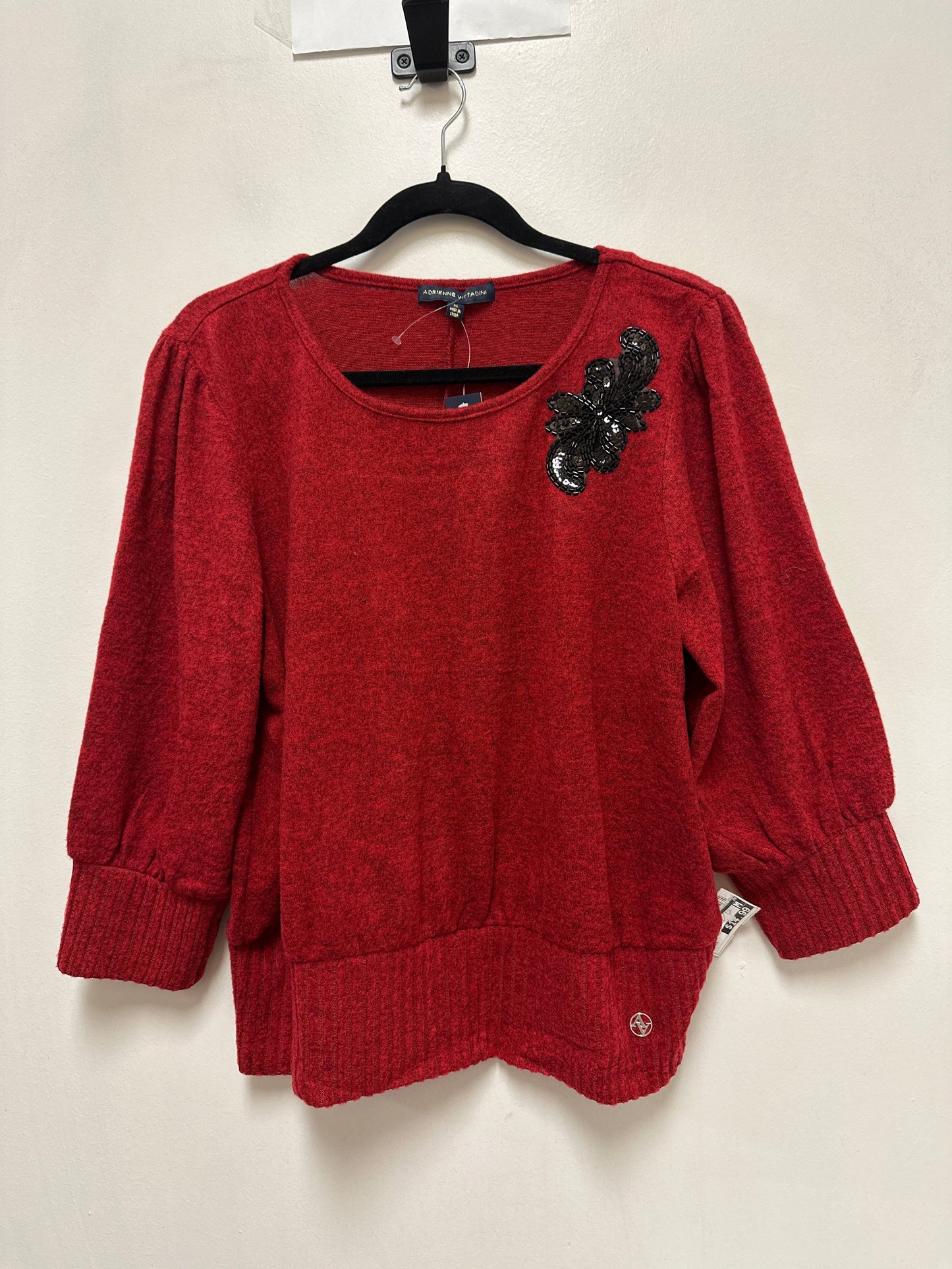 Sweater By Adrienne Vittadini In Red, Size: Xl