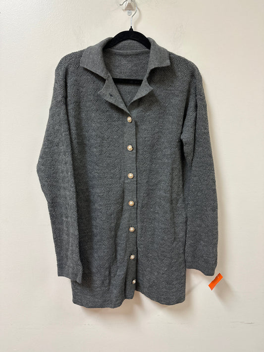 Sweater Cardigan By Clothes Mentor In Grey, Size: Xl