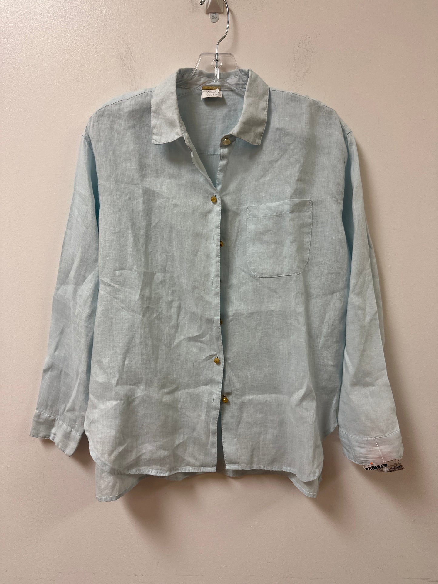 Blouse Long Sleeve By Clothes Mentor In Blue, Size: S