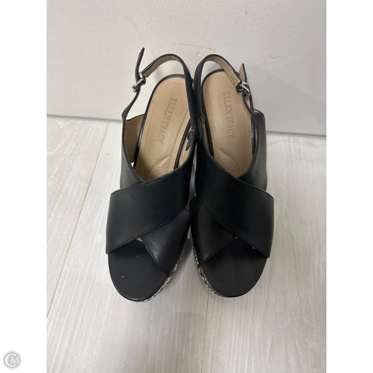 Sandals Heels Wedge By Ellen Tracy In Black, Size: 8.5
