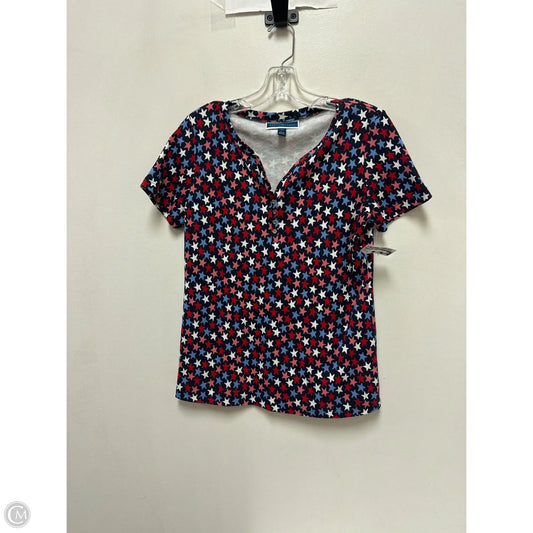 Top Short Sleeve By Karen Scott In Blue & Red & White, Size: Xs
