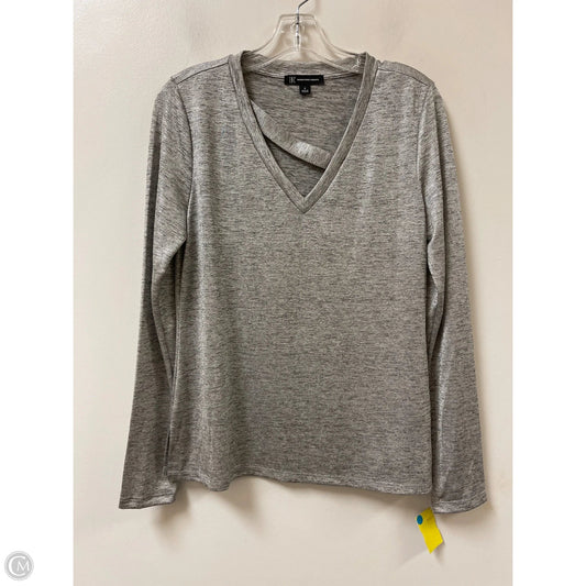 Top Long Sleeve By Inc In Silver, Size: S
