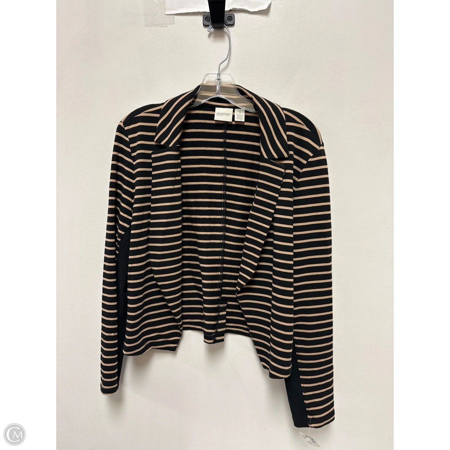 Blazer By Chicos In Striped Pattern, Size: M