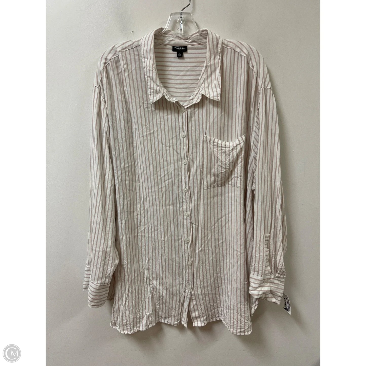 Blouse Long Sleeve By Torrid In Striped Pattern, Size: 3x