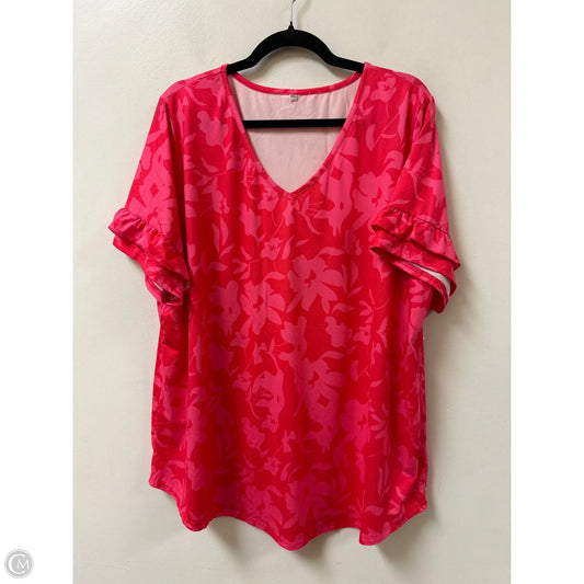 Top Short Sleeve By Clothes Mentor In Pink & Red, Size: 3x