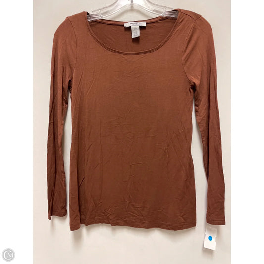 Top Long Sleeve Basic By White House Black Market In Brown, Size: Xxs