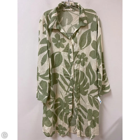 Dress Casual Midi By Clothes Mentor In Green & White, Size: L