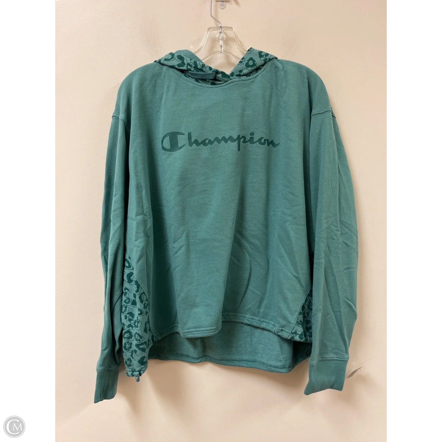 Sweatshirt Hoodie By Champion In Green, Size: 1x