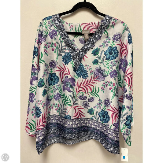 Top Short Sleeve By Chicos In Floral Print, Size: Xl