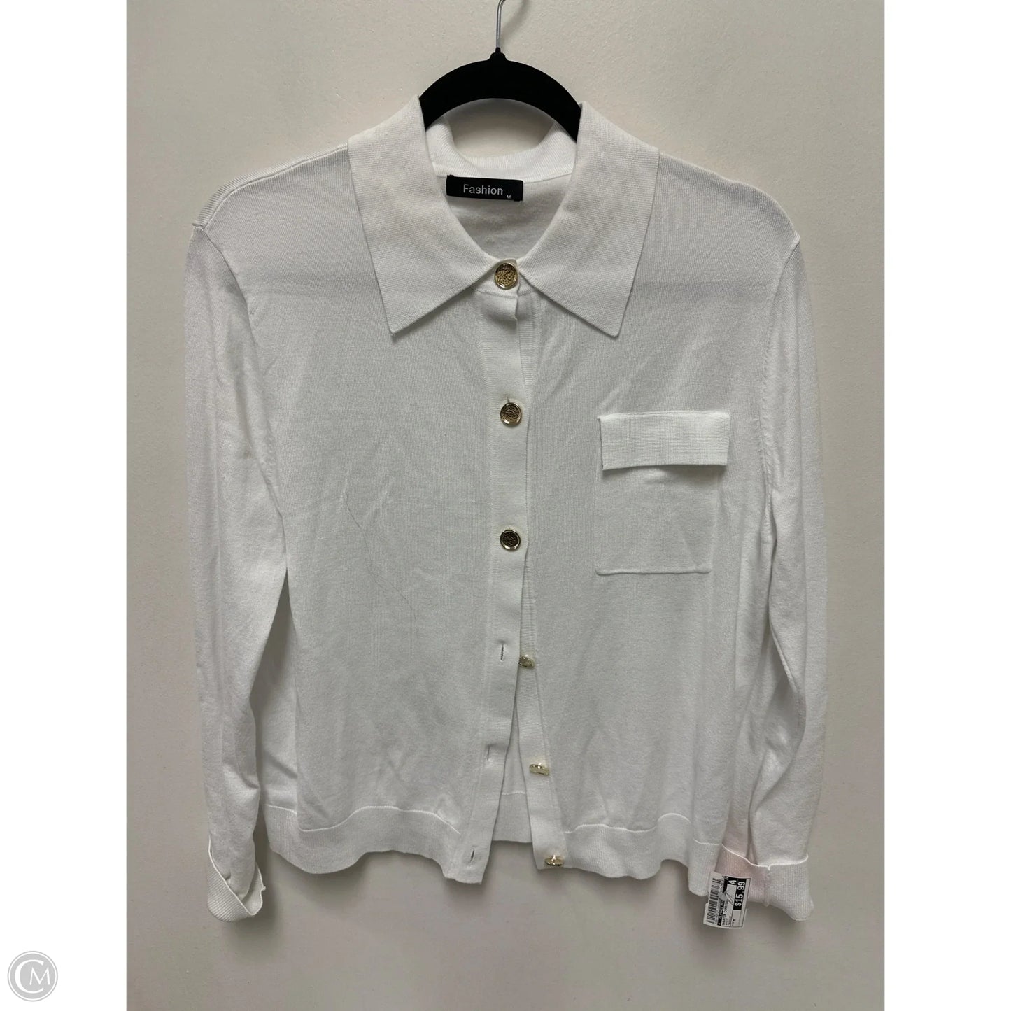 Sweater Cardigan By Clothes Mentor In White, Size: M