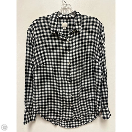 Blouse Long Sleeve By A New Day In Checkered Pattern, Size: M