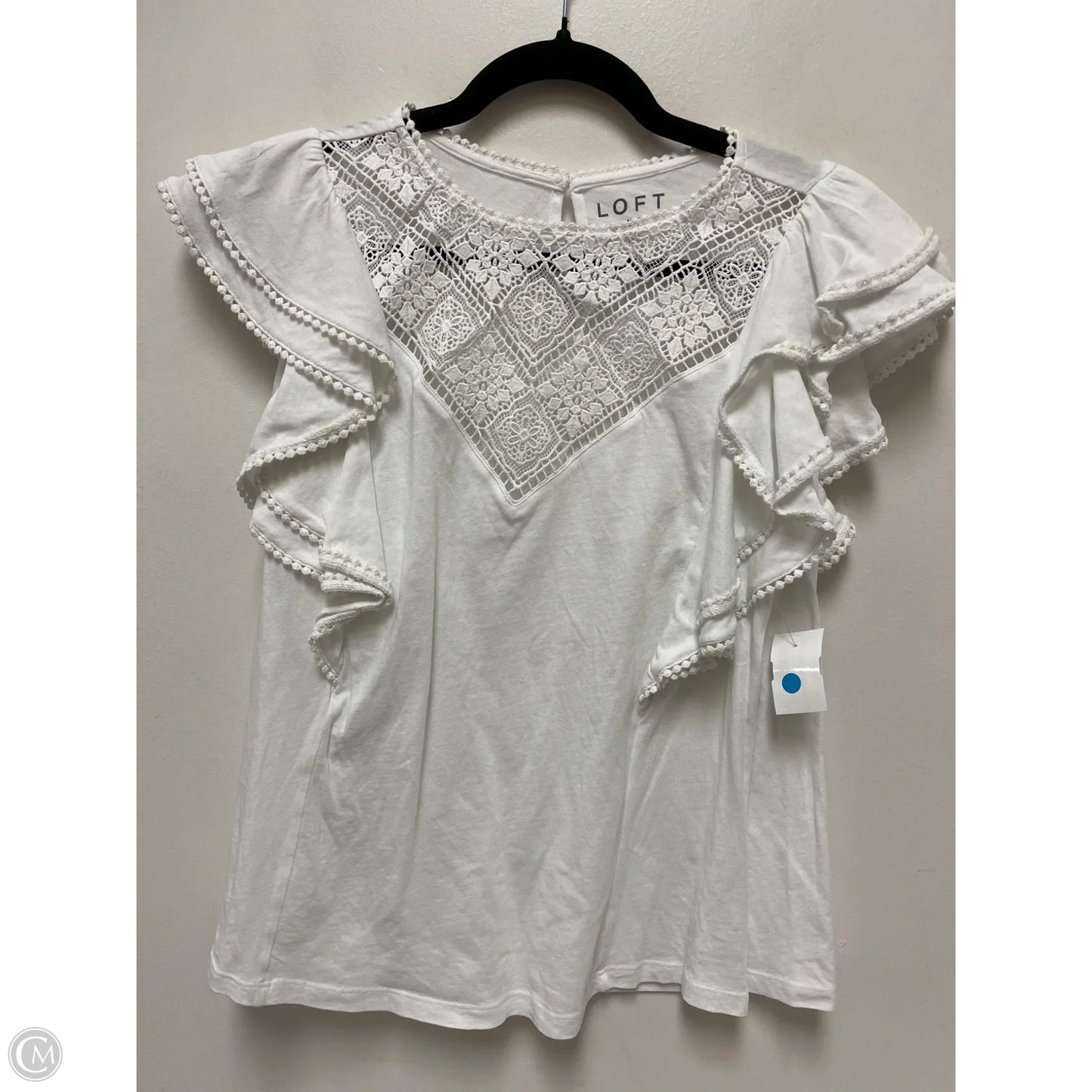 Top Short Sleeve By Loft In White, Size: L