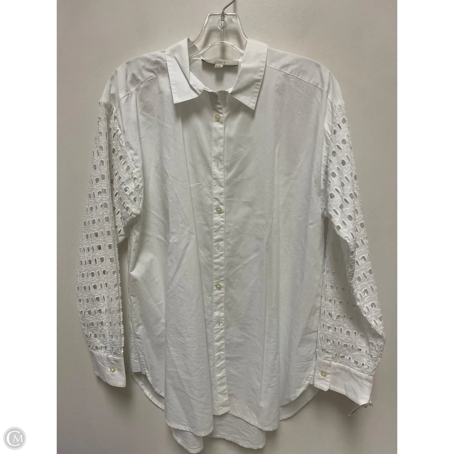 Top Short Sleeve By Loft In White