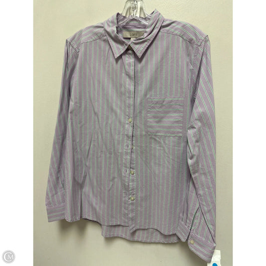 Blouse Long Sleeve By Loft In Purple, Size: M