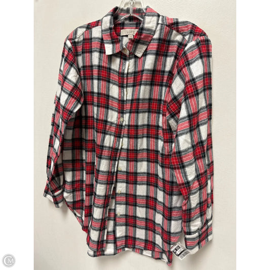 Blouse Long Sleeve By Loft In Red & White, Size: M