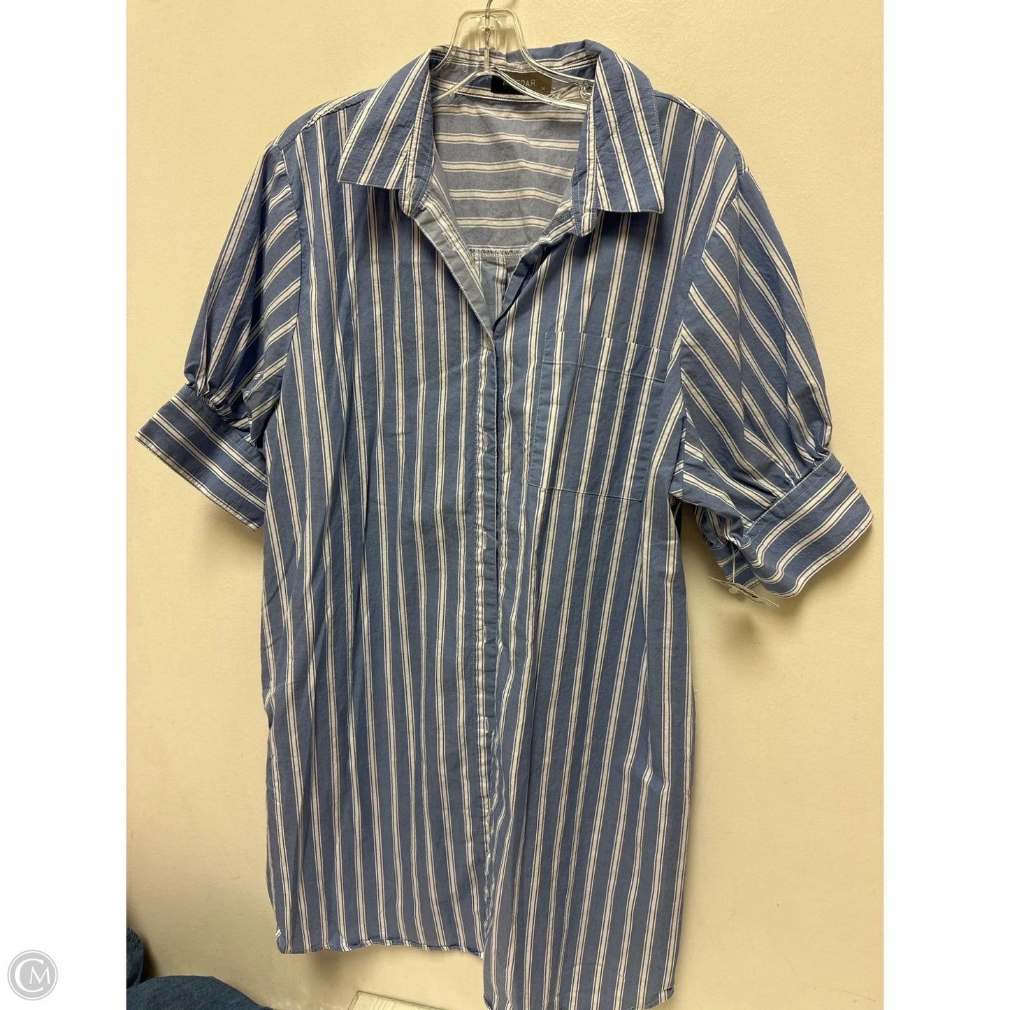 Dress Casual Midi By Clothes Mentor In Blue & White, Size: 1x