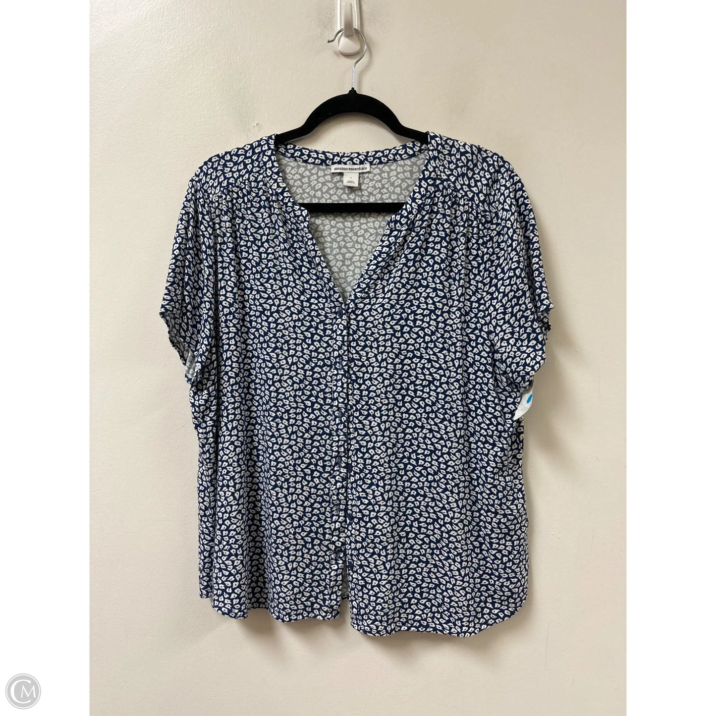 Blouse Short Sleeve By Amazon Essentials In Navy, Size: L
