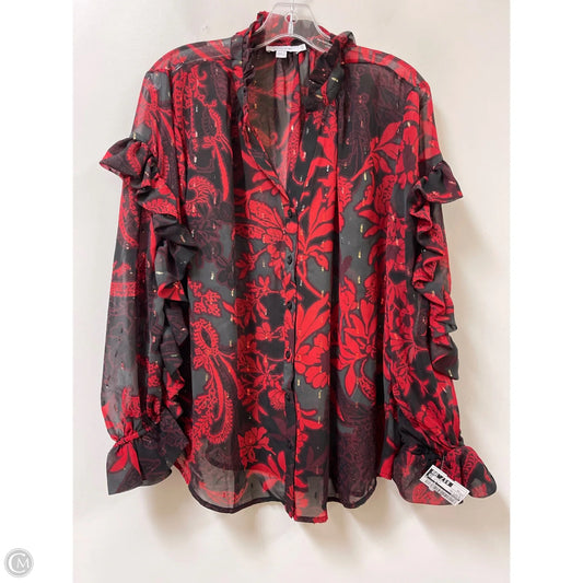 Blouse Long Sleeve By Chicos In Black & Red, Size: 1x