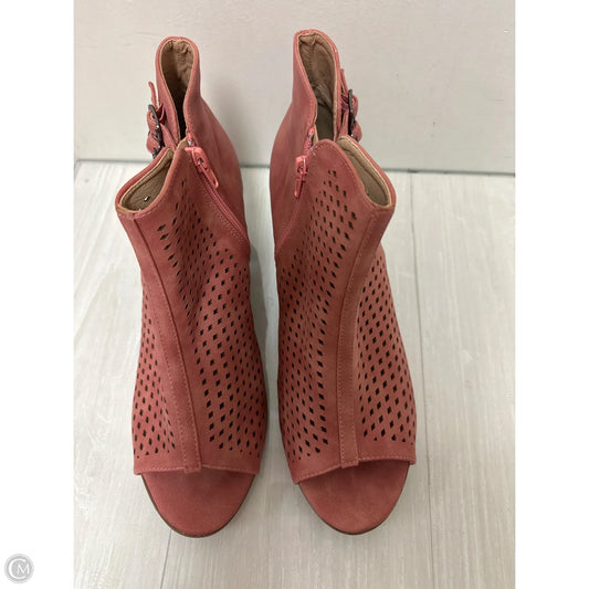 Boots Ankle Heels By Cato In Pink, Size: 11
