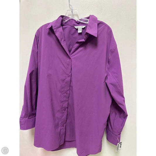 Blouse Long Sleeve By Athleta In Purple, Size: L