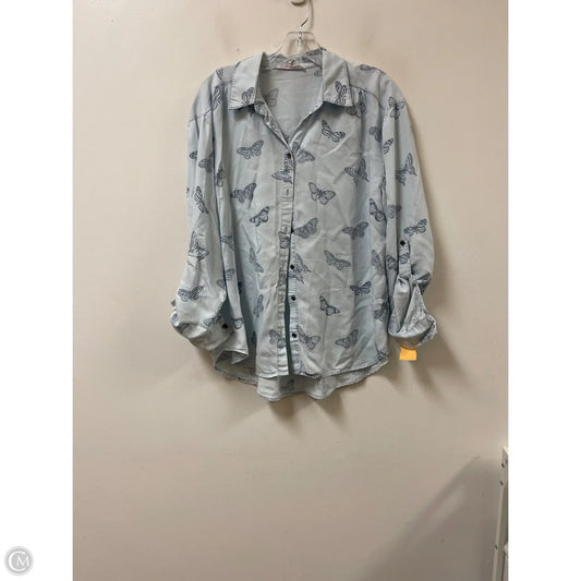 Blouse Long Sleeve By Jane And Delancey In Blue, Size: L