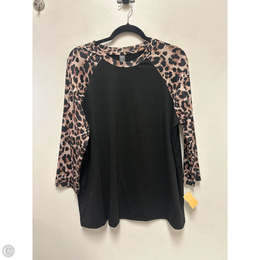 Top Long Sleeve By Emery Rose In Animal Print, Size: Xl