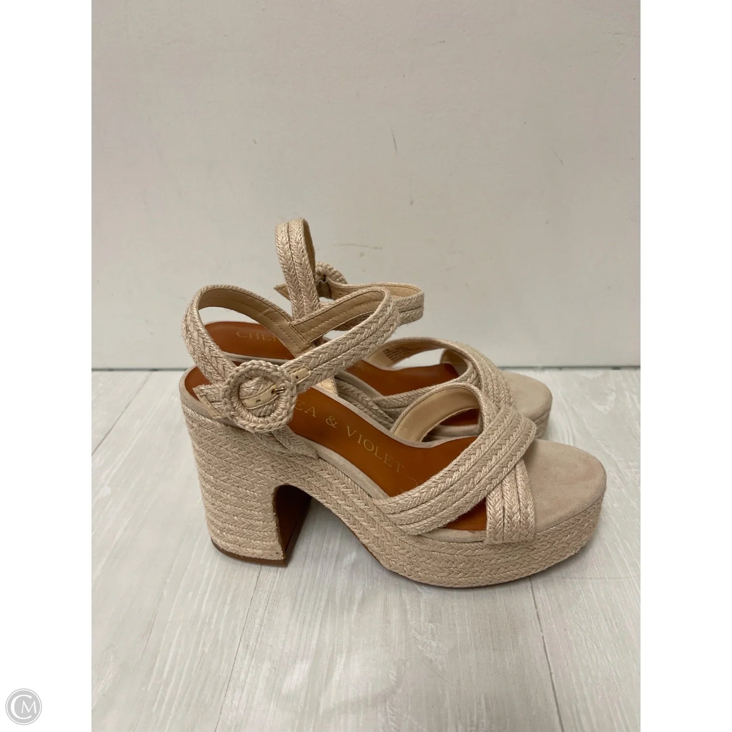 Sandals Heels Block By Chelsea And Violet In Cream, Size: 11