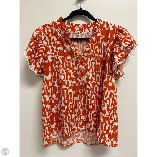 Top Short Sleeve By Jodifl In Orange & White, Size: M