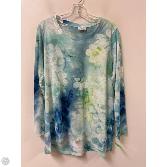 Top Long Sleeve By Time And Tru In Blue & Green, Size: L