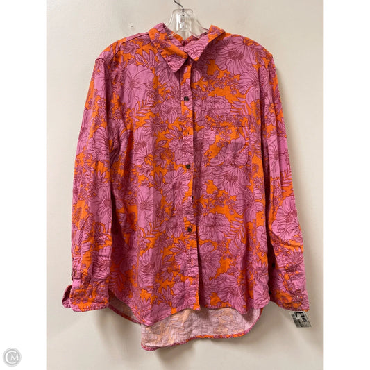 Blouse Long Sleeve By Universal Thread In Orange & Pink, Size: L