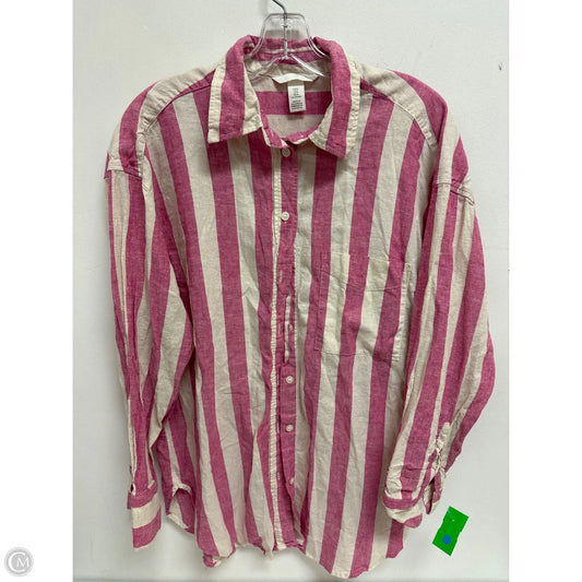 Blouse Long Sleeve By H&m In Pink, Size: M