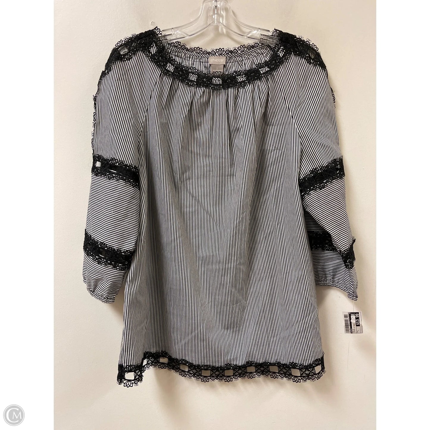 Top Long Sleeve By Chicos In Striped Pattern, Size: L