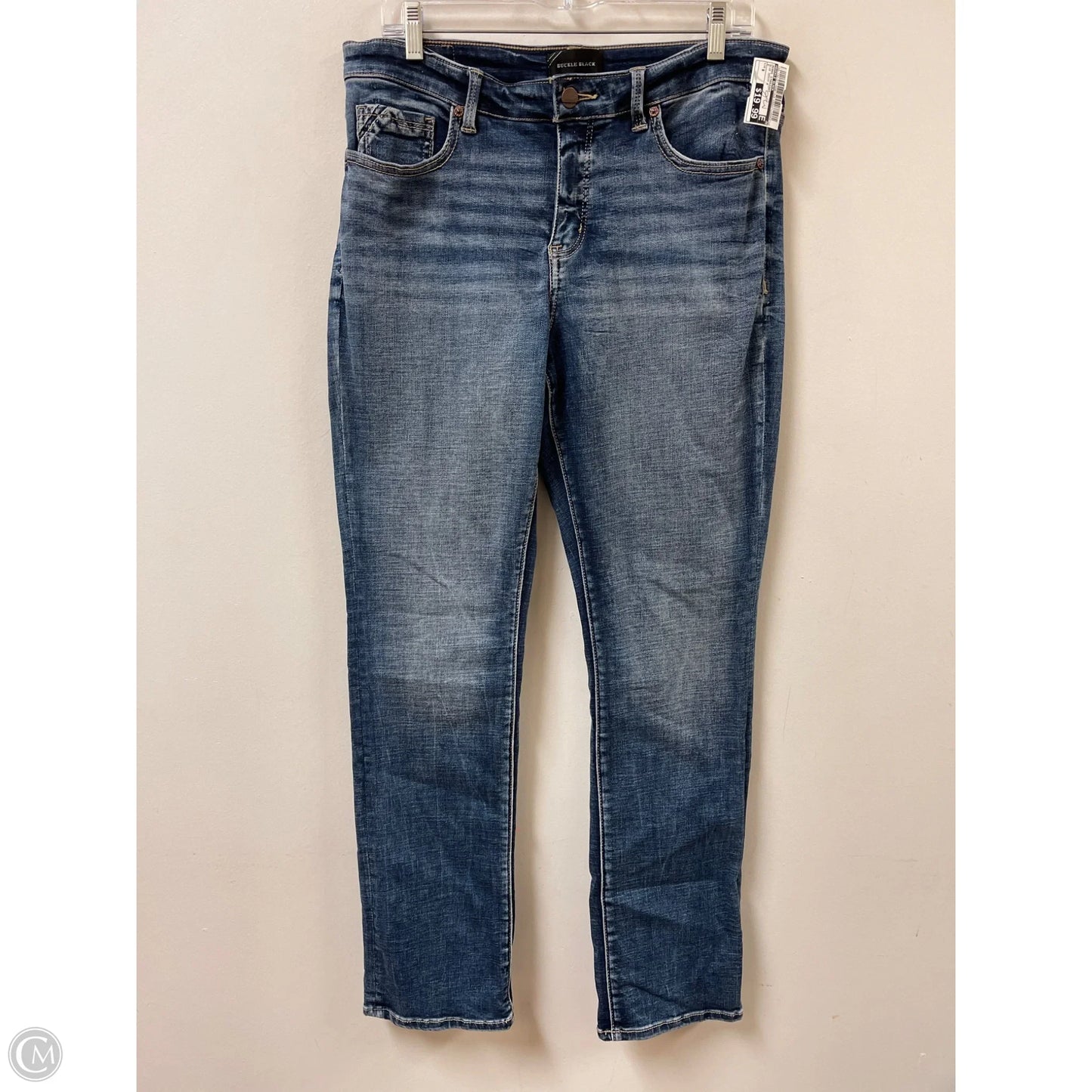 Jeans Straight By Buckle Black In Blue Denim, Size: 8
