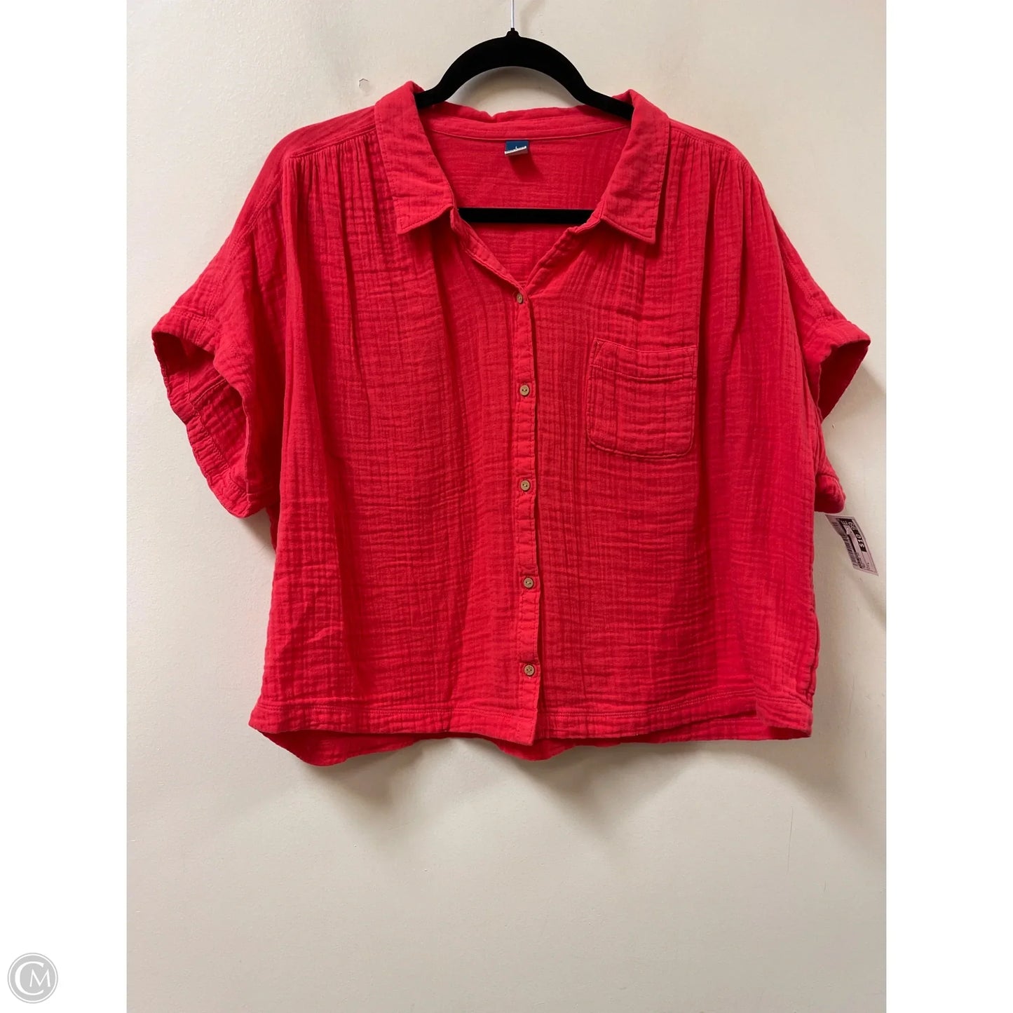 Blouse Short Sleeve By Old Navy In Red, Size: L
