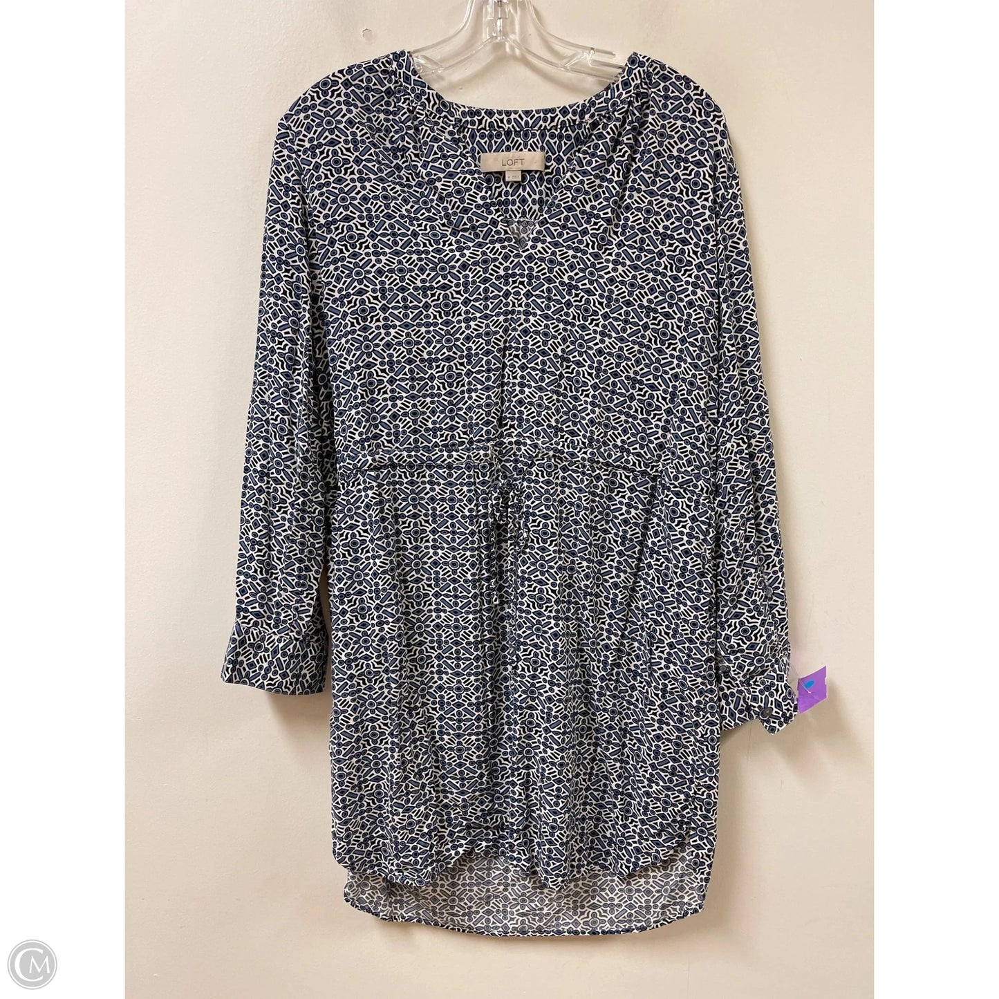Dress Casual Midi By Loft In Blue & White, Size: M