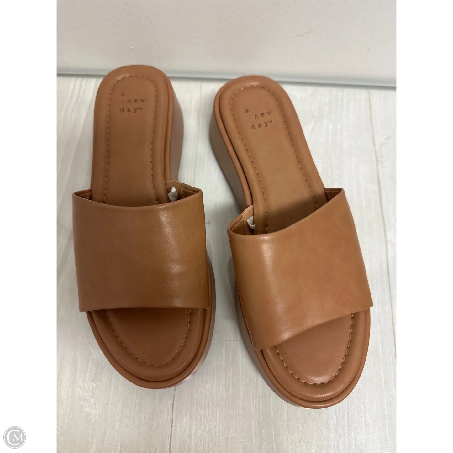 Sandals Heels Wedge By A New Day In Tan, Size: 8
