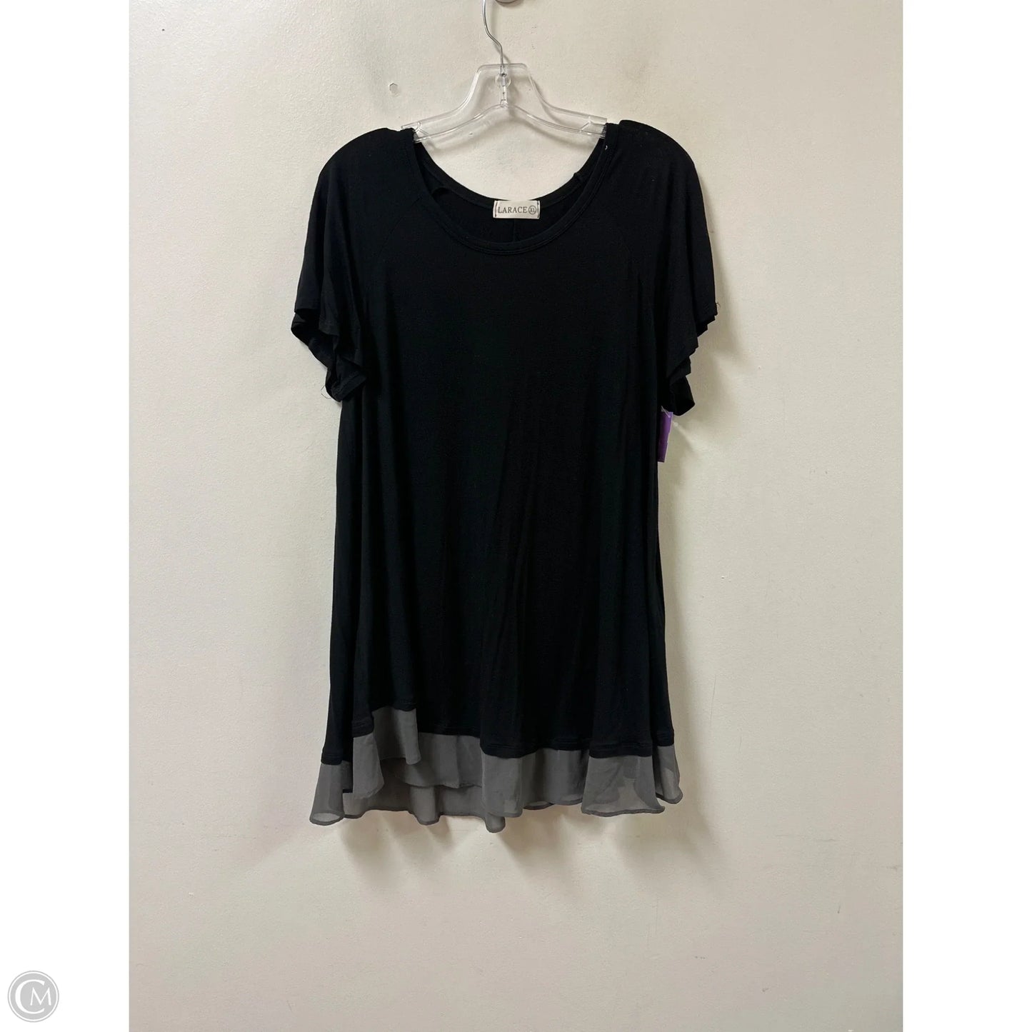 Tunic Short Sleeve By Clothes Mentor In Black, Size: Xl