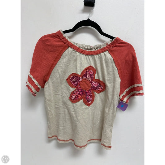 Top Short Sleeve By Shein In Orange & Tan, Size: Mp