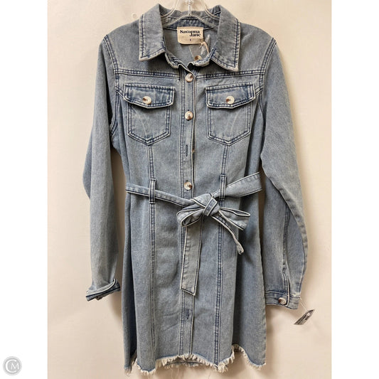 Dress Casual Midi By Savanna Jane In Blue Denim, Size: S