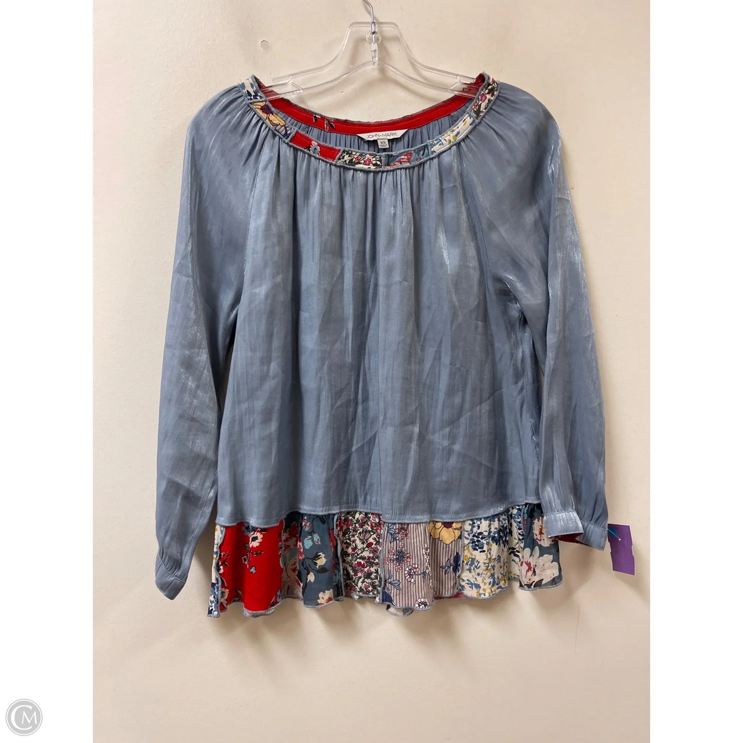 Top Long Sleeve By John Mark In Blue, Size: Xs