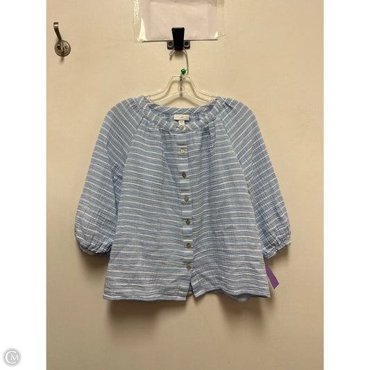 Blouse Long Sleeve By J. Jill In Blue & White, Size: S